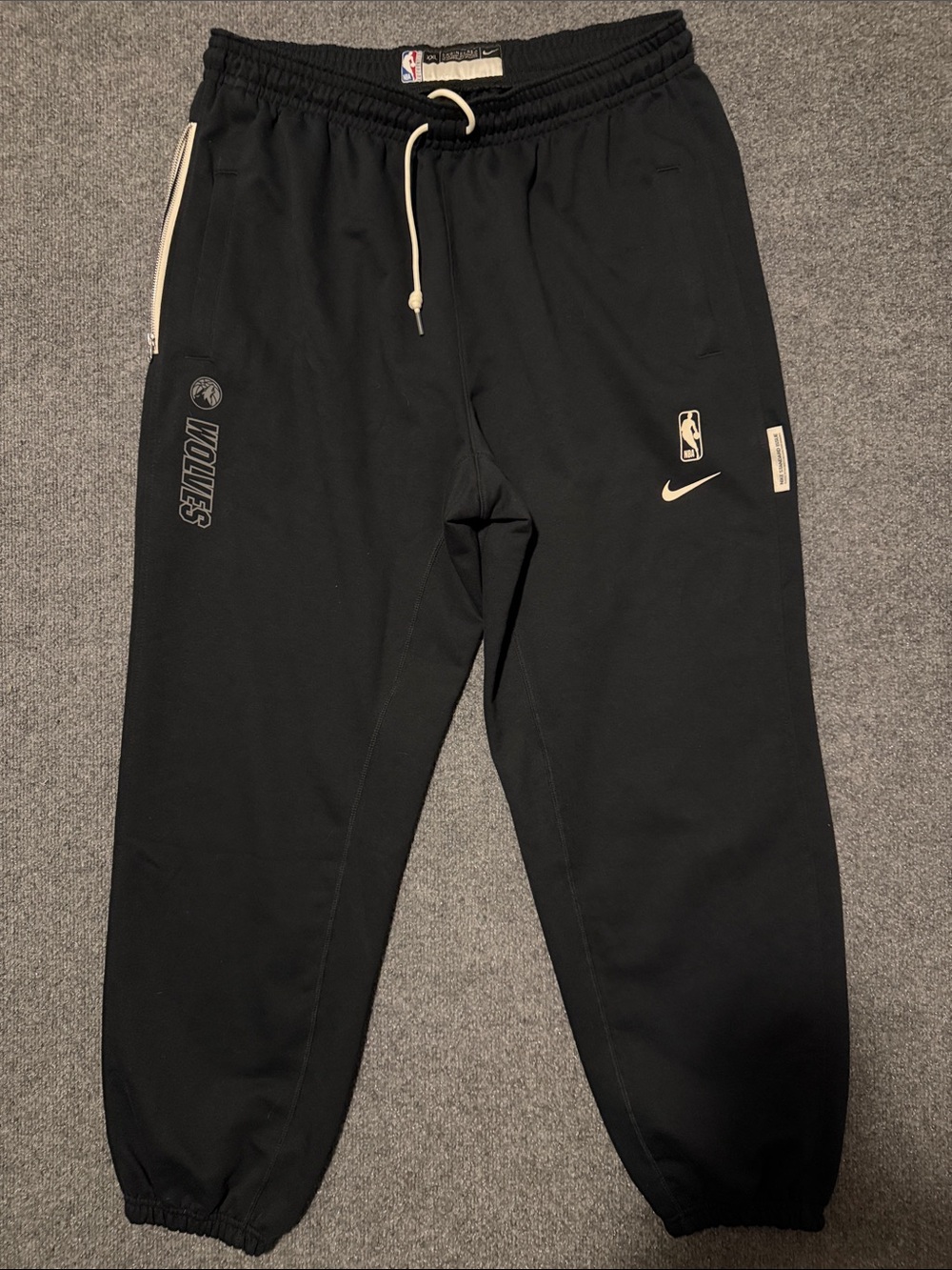 Nike men’s  Black Timberwolves Joggers with White Accents, Nike standard issue ,